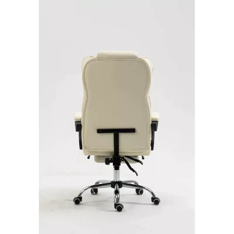 Cadeira giratória ActiveJet YK7416 — cadeira giratória ergonómica, pele ecológica bege, estrutura metálica, encosto acolchoado, apoio para os pés