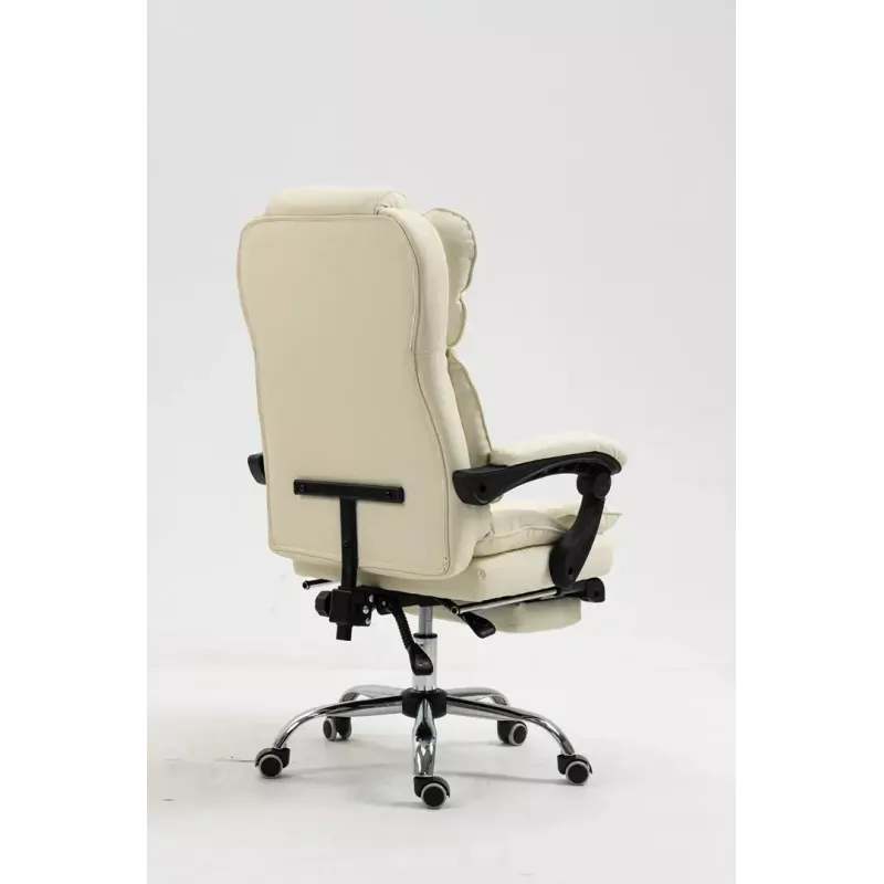 Cadeira giratória ActiveJet YK7416 — cadeira giratória ergonómica, pele ecológica bege, estrutura metálica, encosto acolchoado, apoio para os pés