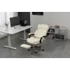 Cadeira giratória ActiveJet YK7416 — cadeira giratória ergonómica, pele ecológica bege, estrutura metálica, encosto acolchoado, apoio para os pés