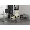 Cadeira giratória ActiveJet YK7416 — cadeira giratória ergonómica, pele ecológica bege, estrutura metálica, encosto acolchoado, apoio para os pés
