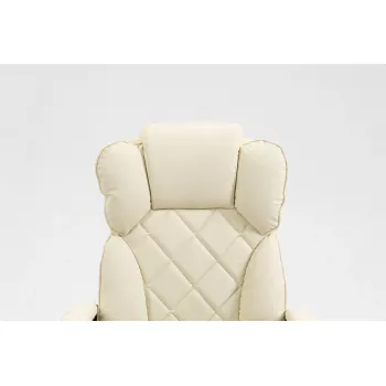 Cadeira giratória ActiveJet YK7416 — cadeira giratória ergonómica, pele ecológica bege, estrutura metálica, encosto acolchoado, apoio para os pés
