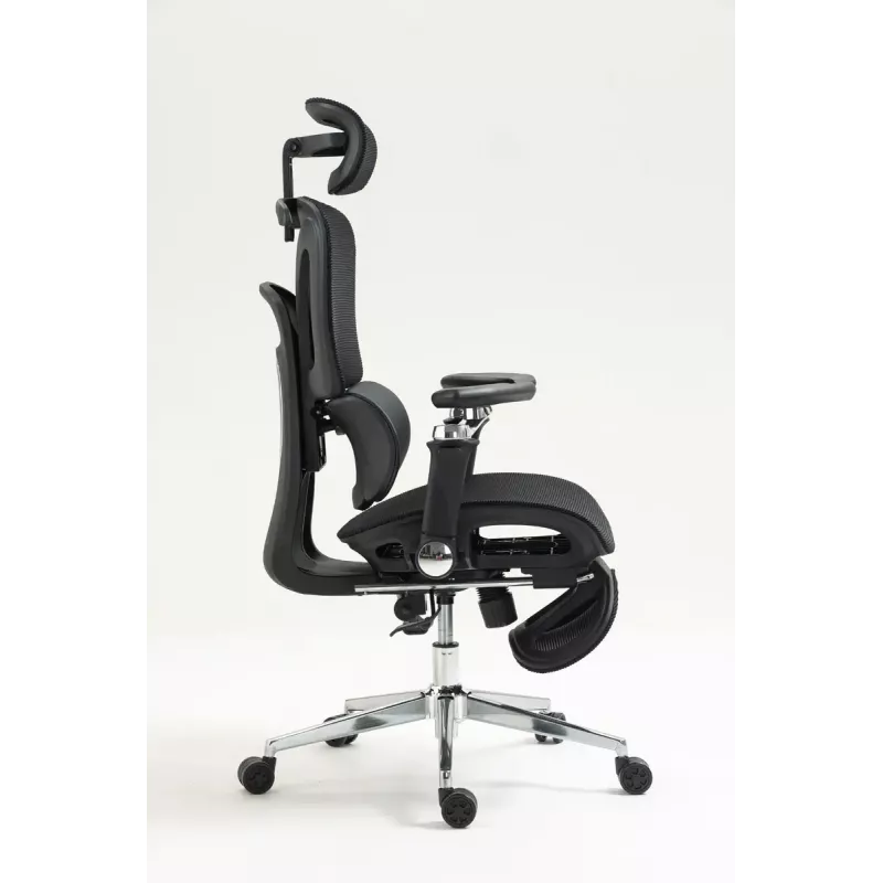 Cadeira de escritório ergonómica ActiveJet YK848 — assento e encosto em malha, preta, encosto 50,5×57 cm, largura do assento 48,5 cm