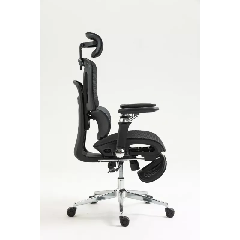 Cadeira de escritório ergonómica ActiveJet YK848 — assento e encosto em malha, preta, encosto 50,5×57 cm, largura do assento 48,5 cm