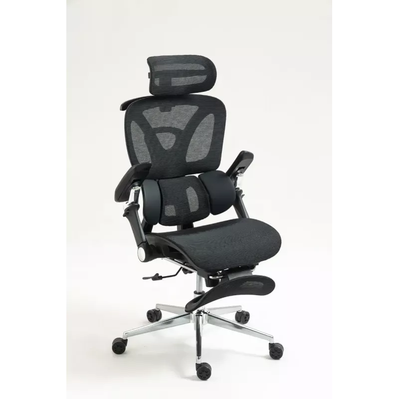 Cadeira de escritório ergonómica ActiveJet YK848 — assento e encosto em malha, preta, encosto 50,5×57 cm, largura do assento 48,5 cm