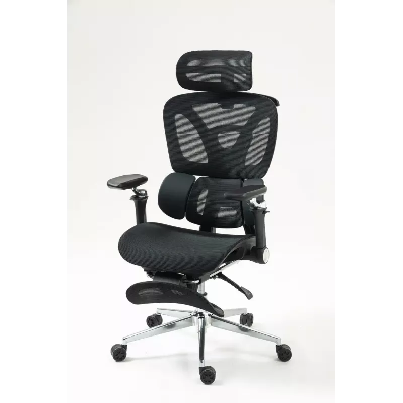 Cadeira de escritório ergonómica ActiveJet YK848 — assento e encosto em malha, preta, encosto 50,5×57 cm, largura do assento 48,5 cm