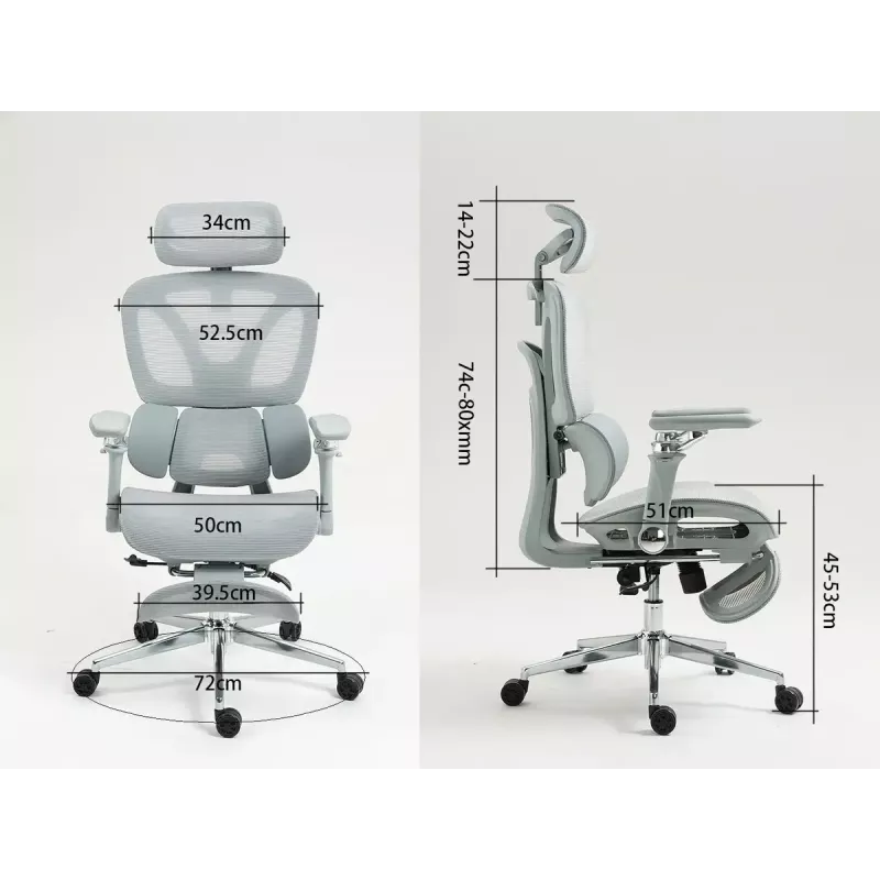 Cadeira de escritório ergonómica ActiveJet YK848 — assento e encosto em malha, preta, encosto 50,5×57 cm, largura do assento 48,5 cm