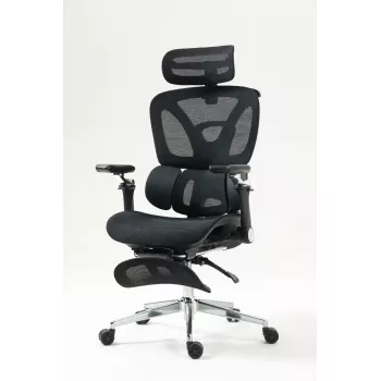 Cadeira de escritório ergonómica ActiveJet YK848 — assento e encosto em malha, preta, encosto 50,5×57 cm, largura do assento 48,5 cm