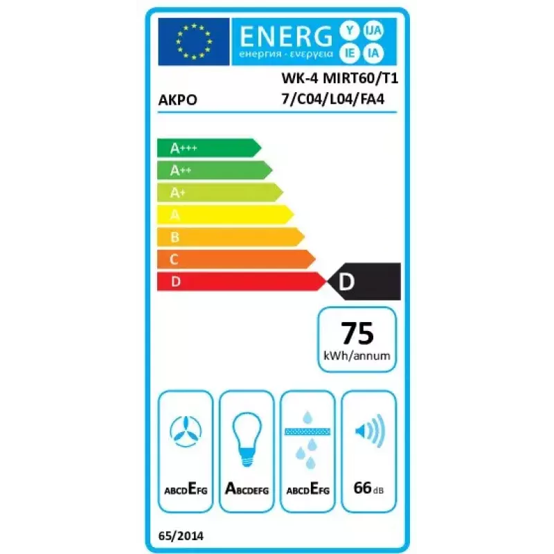 Exaustor de parede AKPO WK-4 MIRT ECO — 450 m³/h, preto, LED, extração/recirculação