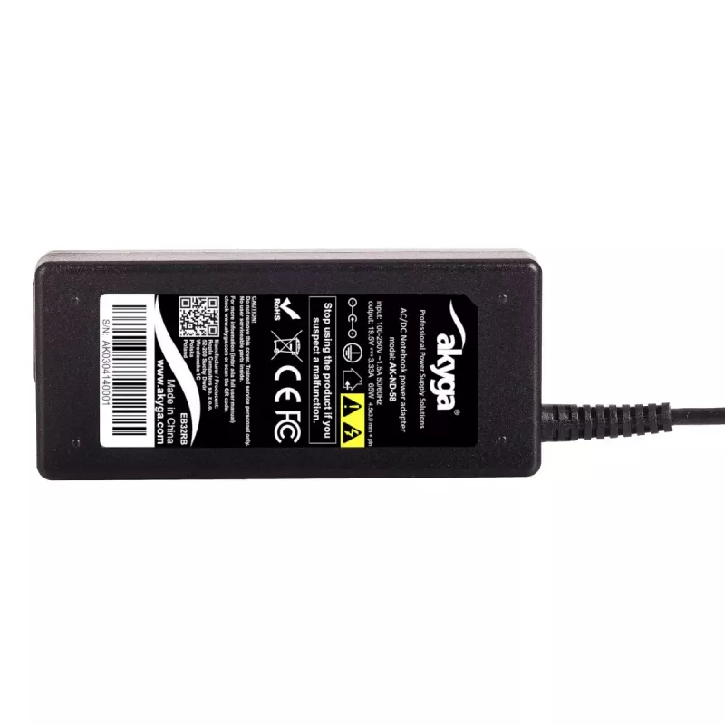 Fonte de alimentação para portátil Akyga AK-ND-58 19,5 V / 3,34 A, 65 W, ficha 4,5 x 3,0 mm com pino, para Dell