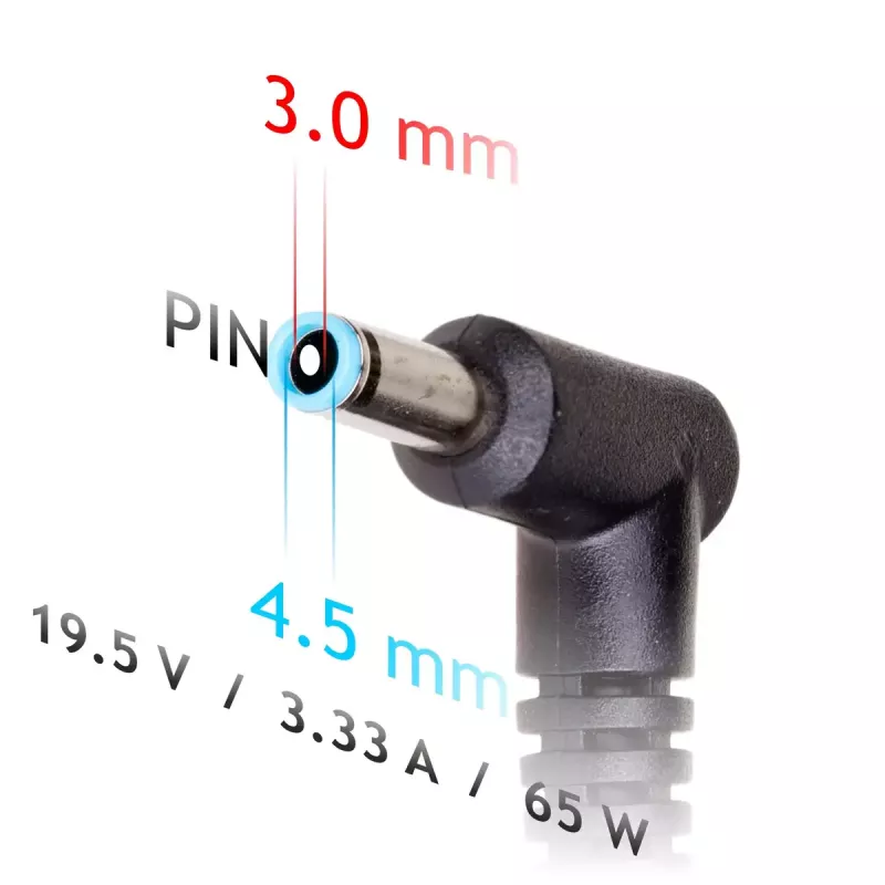 Fonte de alimentação para portátil Akyga AK-ND-58 19,5 V / 3,34 A, 65 W, ficha 4,5 x 3,0 mm com pino, para Dell