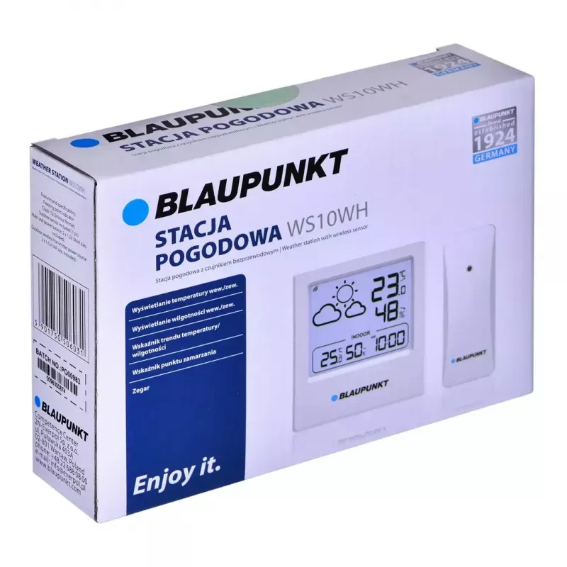 Estação meteorológica BLAUPUNKT WS10WH – monitor sem fios de temperatura e humidade interior/exterior