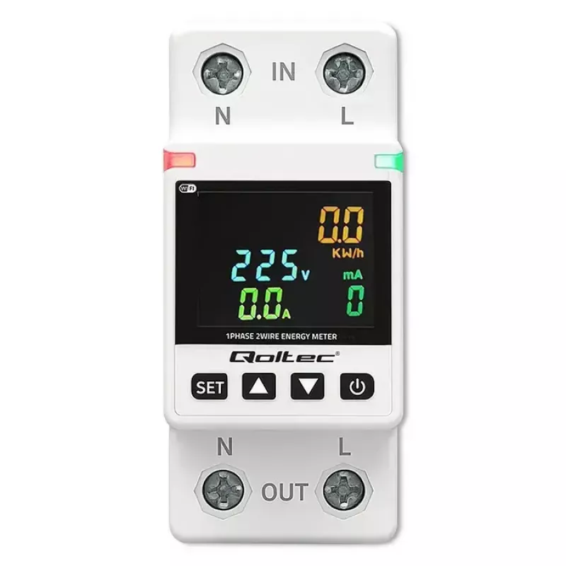 Contador de consumo de energia monofásico QOLTEC 50981 DIN35 230V 50Hz