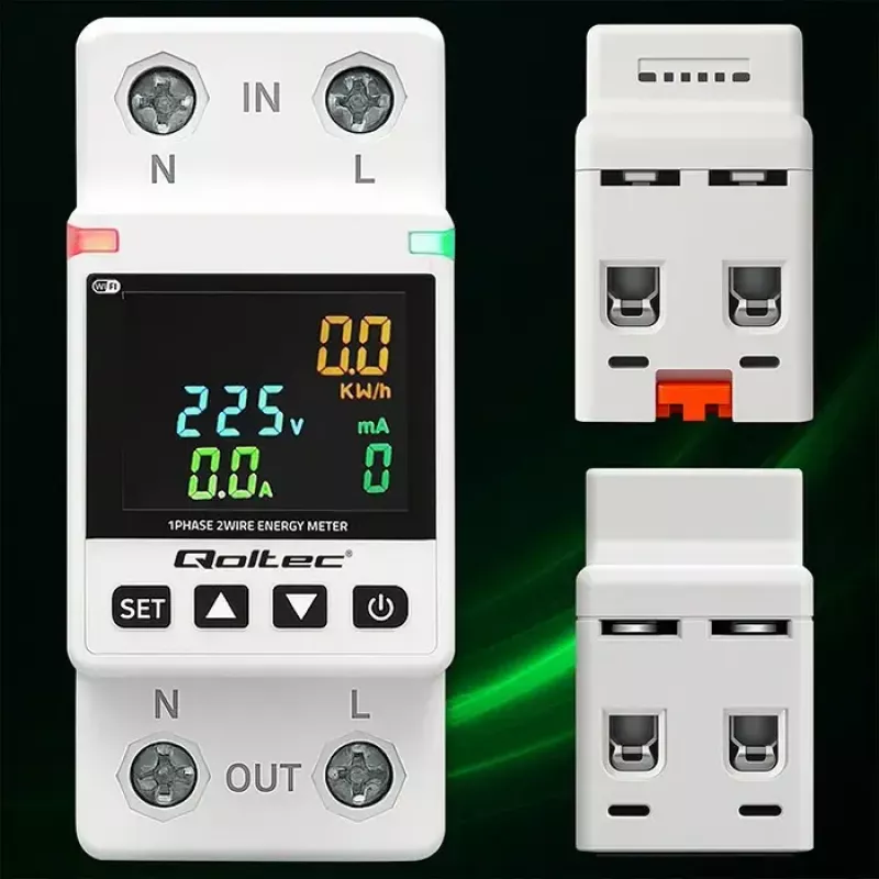 Contador de consumo de energia monofásico QOLTEC 50981 DIN35 230V 50Hz