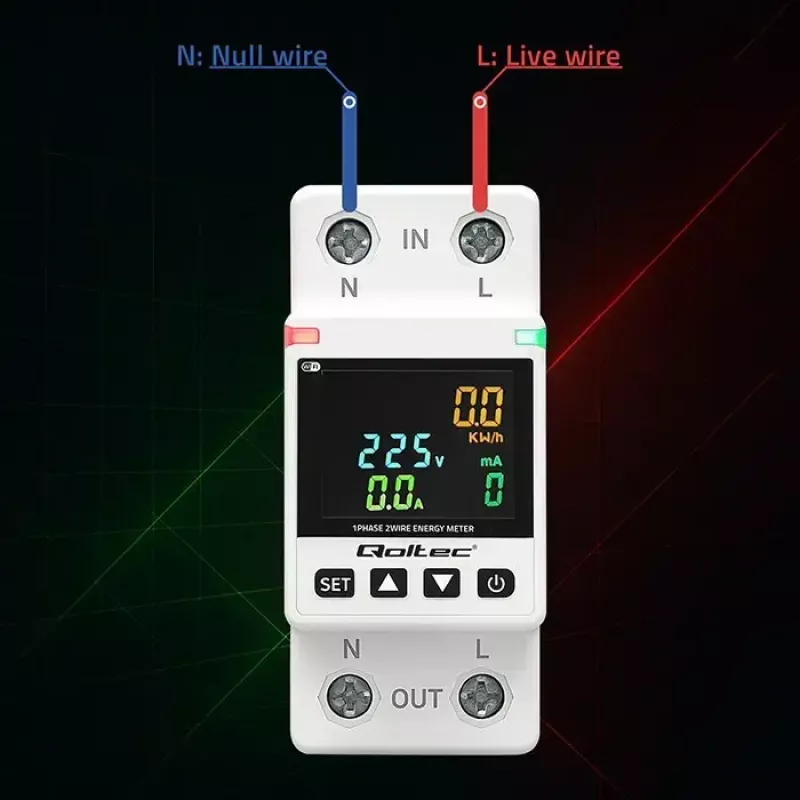 Contador de consumo de energia monofásico QOLTEC 50981 DIN35 230V 50Hz
