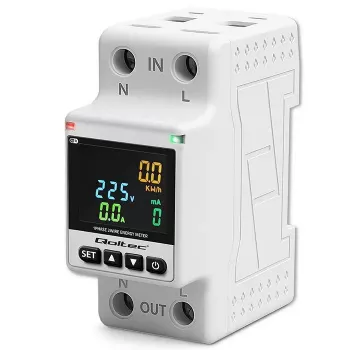 Contador de consumo de energia monofásico QOLTEC 50981 DIN35 230V 50Hz