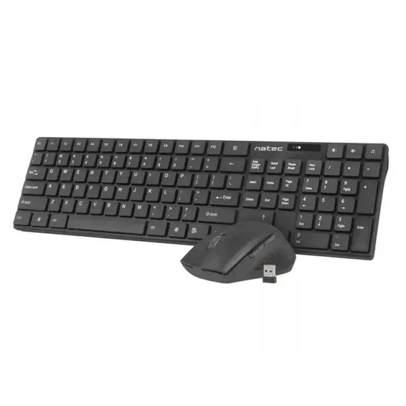 Conjunto de teclado e rato sem fios NATEC Stingray NZB-1440 — RF Wireless, tamanho completo 108 teclas QWERTY, inglês dos EUA, preto