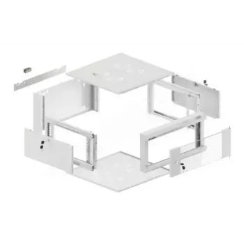 Armário de rede de 19 polegadas 4U para montagem na parede LANBERG WAFA-5604-10S, 600 mm de profundidade, cinzento, porta de vidro (dobrável)