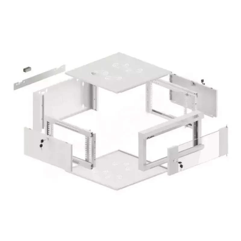 Armário de rede de 19 polegadas 4U para montagem na parede LANBERG WAFA-5604-10S, 600 mm de profundidade, cinzento, porta de vidro (dobrável)