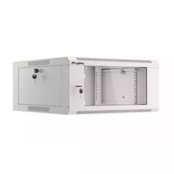 Armário de rede de 19 polegadas 4U para montagem na parede LANBERG WAFA-5604-10S, 600 mm de profundidade, cinzento, porta de vidro (dobrável)