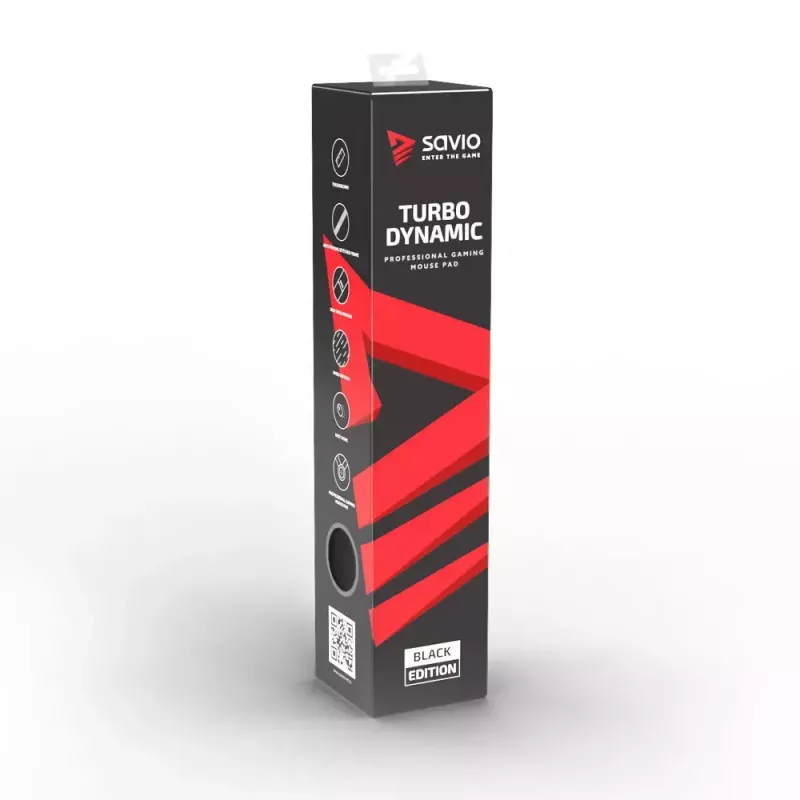 Tapete de rato SAVIO Schwarz Edition Turbo Dynamic XL — tecido/borracha para gaming 900×400×3 mm, bordos costurados, base antiderrapante