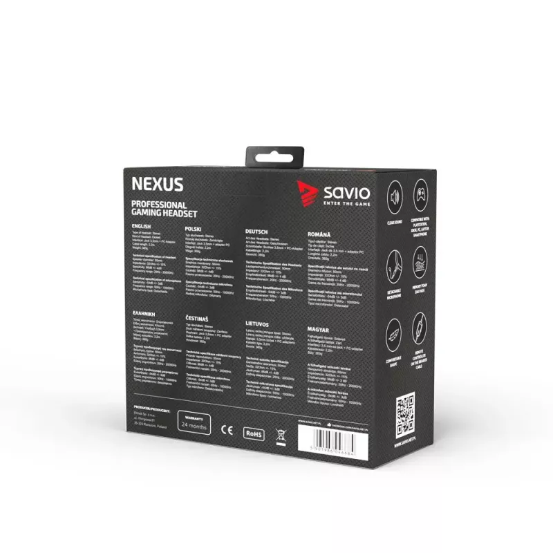 Headset Savio NEXUS headset gaming com fios preto