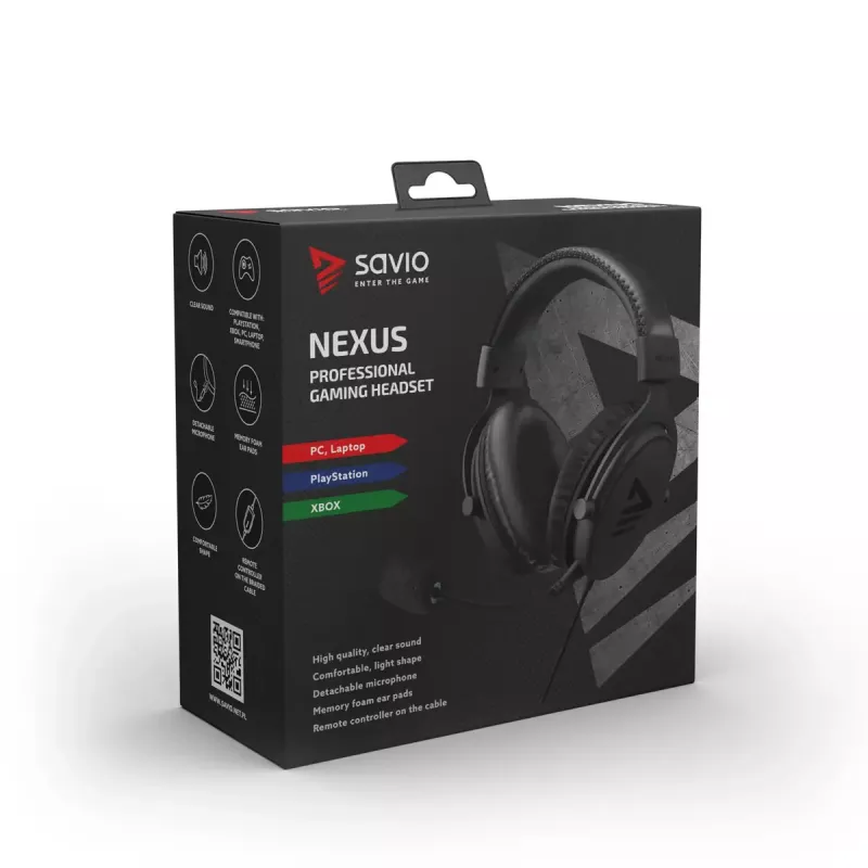 Headset Savio NEXUS headset gaming com fios preto
