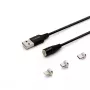 Cabo USB 2.0 SAVIO CL-155, USB A para USB-C / Micro-USB B / Lightning intercambiável, 2 m, preto