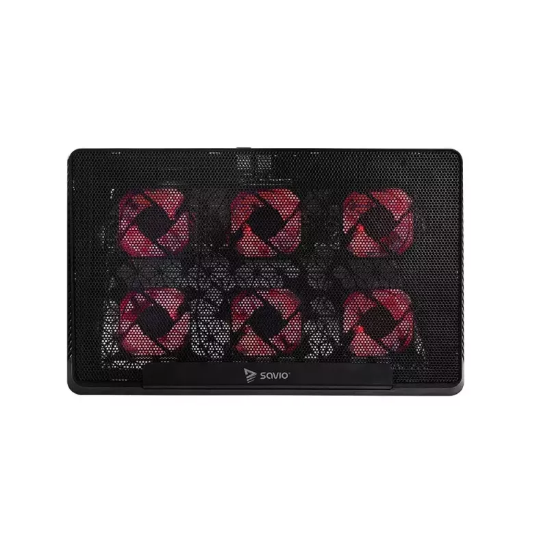 Base de arrefecimento para portátil SAVIO COS-01 com 6 ventoinhas iluminadas 2000 rpm, USB 2.0, para ecrãs até 17,3 polegadas