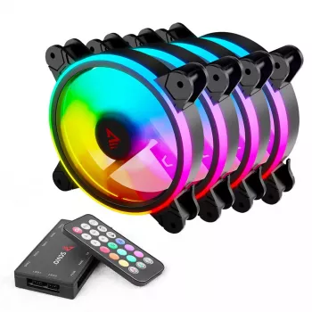SAVIO FAN-01 pack de 4 ventoinhas ARGB 120mm com controlador e comando, preto