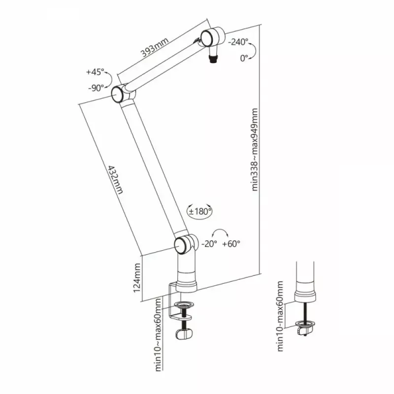 Maclean MC-898 Suporte de microfone com braço, máx. 1 kg