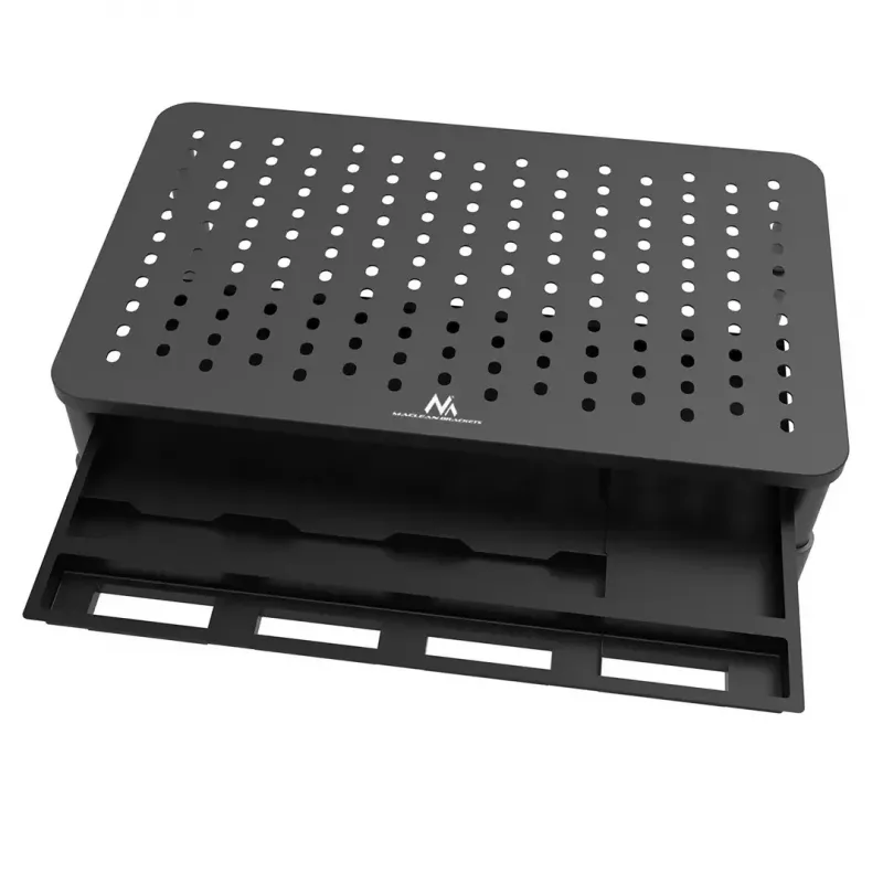 Suporte para portátil MACLEAN MC-946 para dispositivos 13–32 polegadas, altura em 3 níveis (11/13/15 cm), gaveta, preto, até 20 kg