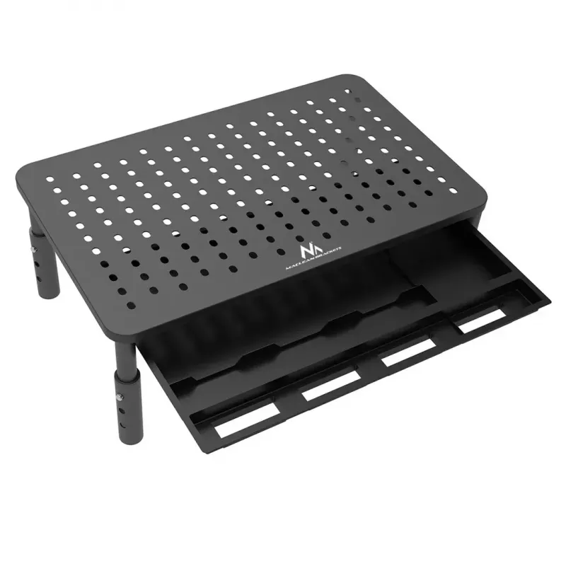 Suporte para portátil MACLEAN MC-946 para dispositivos 13–32 polegadas, altura em 3 níveis (11/13/15 cm), gaveta, preto, até 20 kg