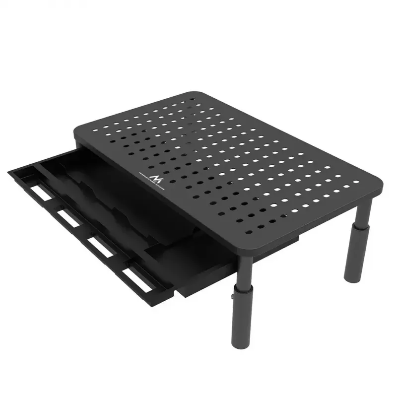 Suporte para portátil MACLEAN MC-946 para dispositivos 13–32 polegadas, altura em 3 níveis (11/13/15 cm), gaveta, preto, até 20 kg