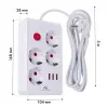 Extensão elétrica MACLEAN MCE393 W — 4 tomadas + 3×USB, 110–240V, 2,1A USB, 2500W, 3 m, branco