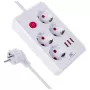 Extensão elétrica MACLEAN MCE393 W — 4 tomadas + 3×USB, 110–240V, 2,1A USB, 2500W, 3 m, branco