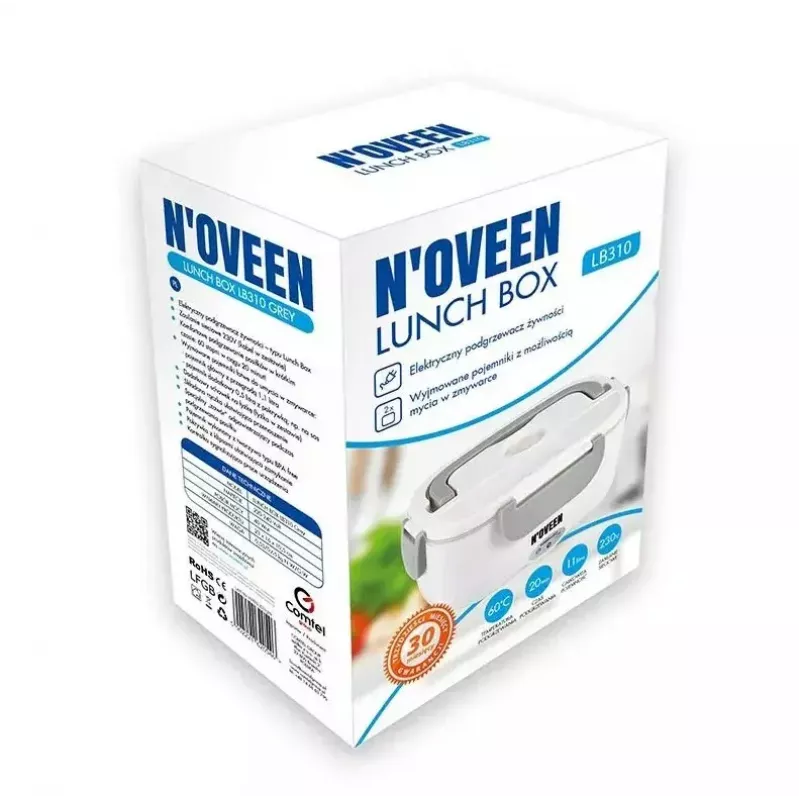 Marmita elétrica NOVEEN LB310 cinzenta – recipiente aquecido portátil para alimentos, alimentação USB, compartimento único