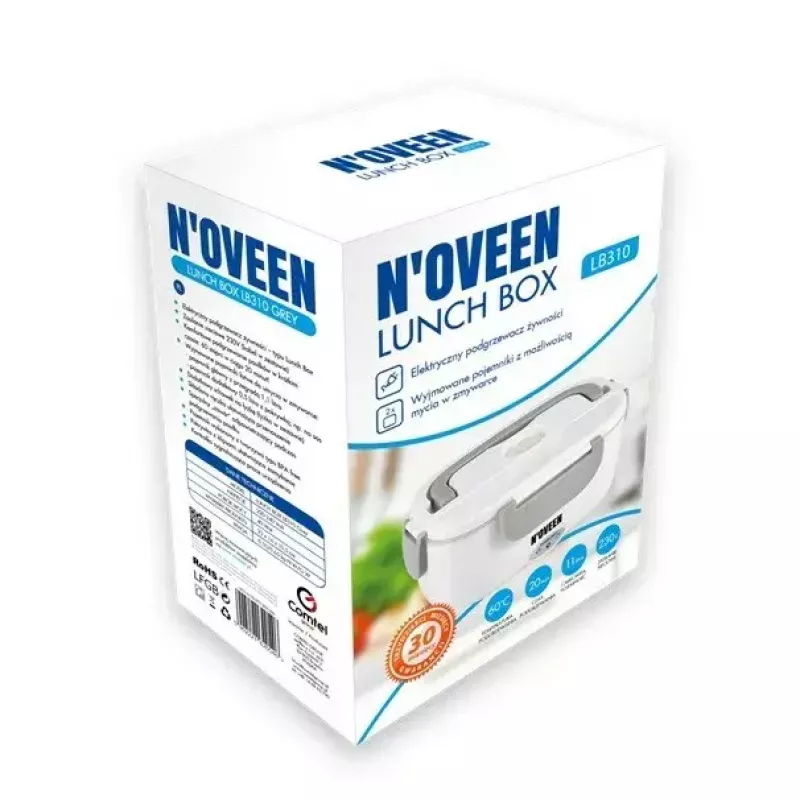Marmita elétrica NOVEEN LB310 cinzenta – recipiente aquecido portátil para alimentos, alimentação USB, compartimento único