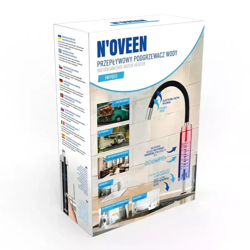 N'OVEEN IWH955 aquecedor de água instantâneo, preto/prateado