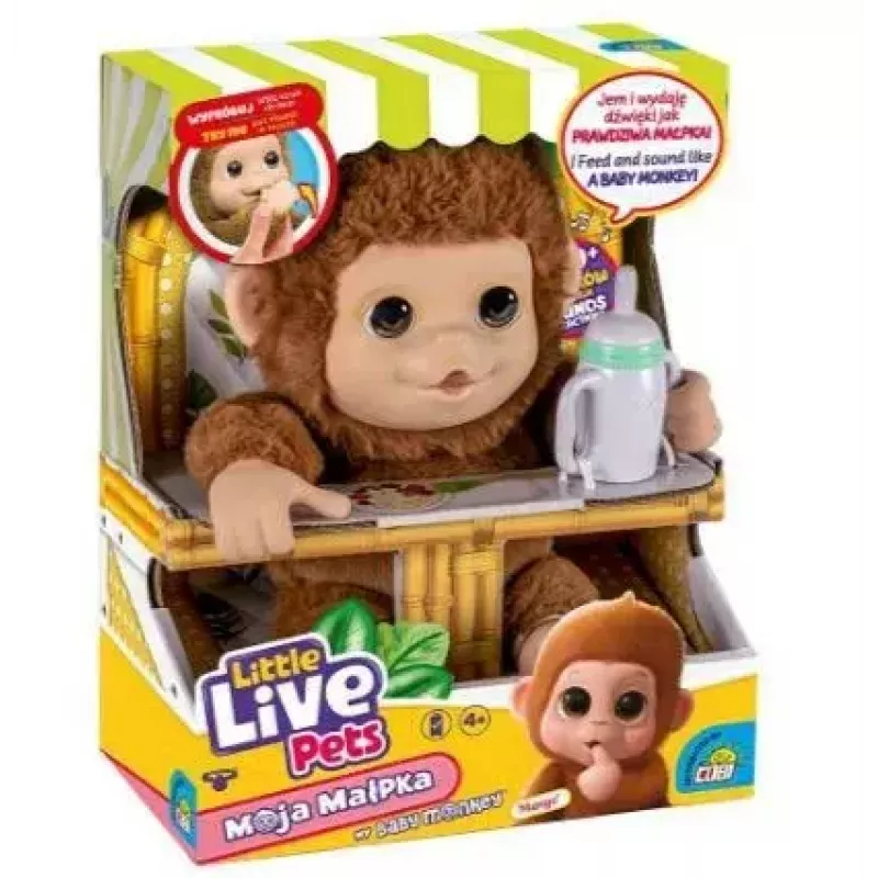 Brinquedo interativo Cobi Little Live Pets Monkey MO-26613 — brinquedo de estimação interativo com sons e movimentos