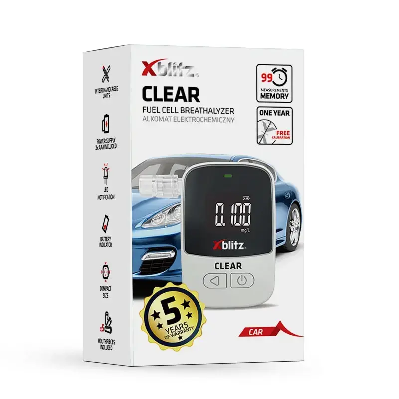 Alcoolímetro Xblitz XB-CLEAR sensor ELETROQUÍMICO, testador portátil de mão