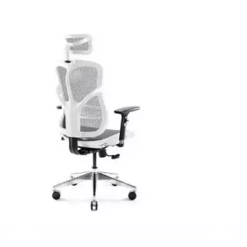 Cadeira de escritório ergonómica Diablo Chairs V-Basic branco-cinzento – altura e inclinação ajustáveis, braços, apoio lombar