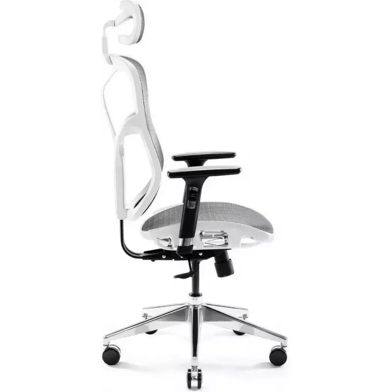 Cadeira de escritório ergonómica Diablo Chairs V-Basic branco-cinzento – altura e inclinação ajustáveis, braços, apoio lombar