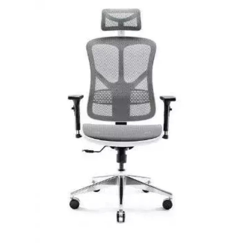 Cadeira de escritório ergonómica Diablo Chairs V-Basic branco-cinzento – altura e inclinação ajustáveis, braços, apoio lombar