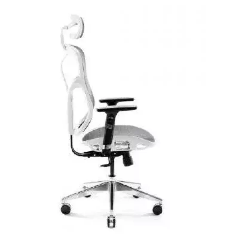 Cadeira de escritório ergonómica Diablo Chairs V-Basic branco-cinzento – altura e inclinação ajustáveis, braços, apoio lombar