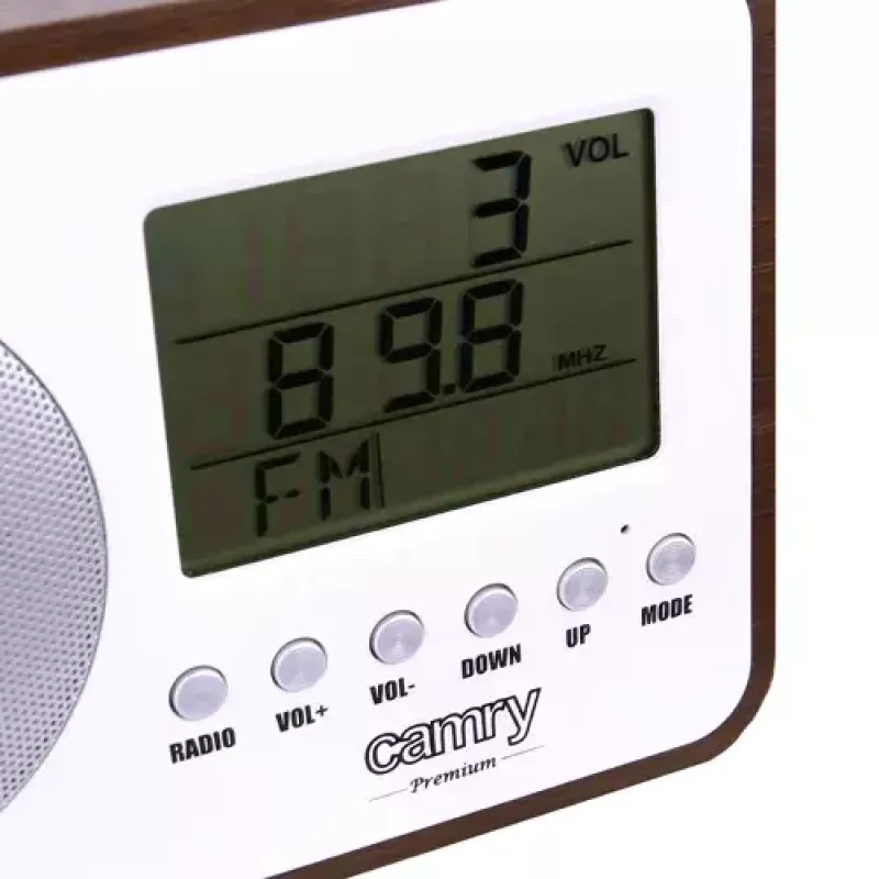 Rádio portátil Camry CR 1153 — rádio de bolso FM com ecrã LCD, altifalante único, procura automática de estações digital, funcionamento em corrente contínua