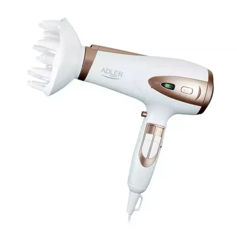 Secador de cabelo Adler AD 2248 2400 W 3 níveis de temperatura função iónica difusor bico branco