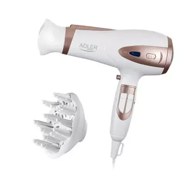 Secador de cabelo Adler AD 2248 2400 W 3 níveis de temperatura função iónica difusor bico branco