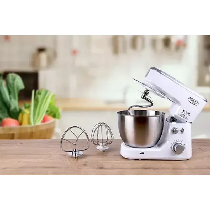 Robot de cozinha Adler AD 4216, 500 W, taça de aço inoxidável de 4 l, branco