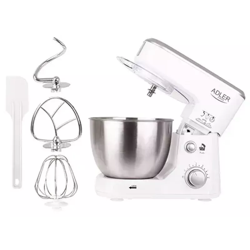 Robot de cozinha Adler AD 4216, 500 W, taça de aço inoxidável de 4 l, branco