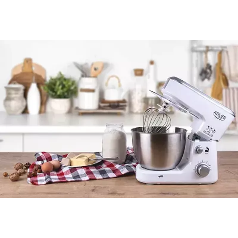 Robot de cozinha Adler AD 4216, 500 W, taça de aço inoxidável de 4 l, branco